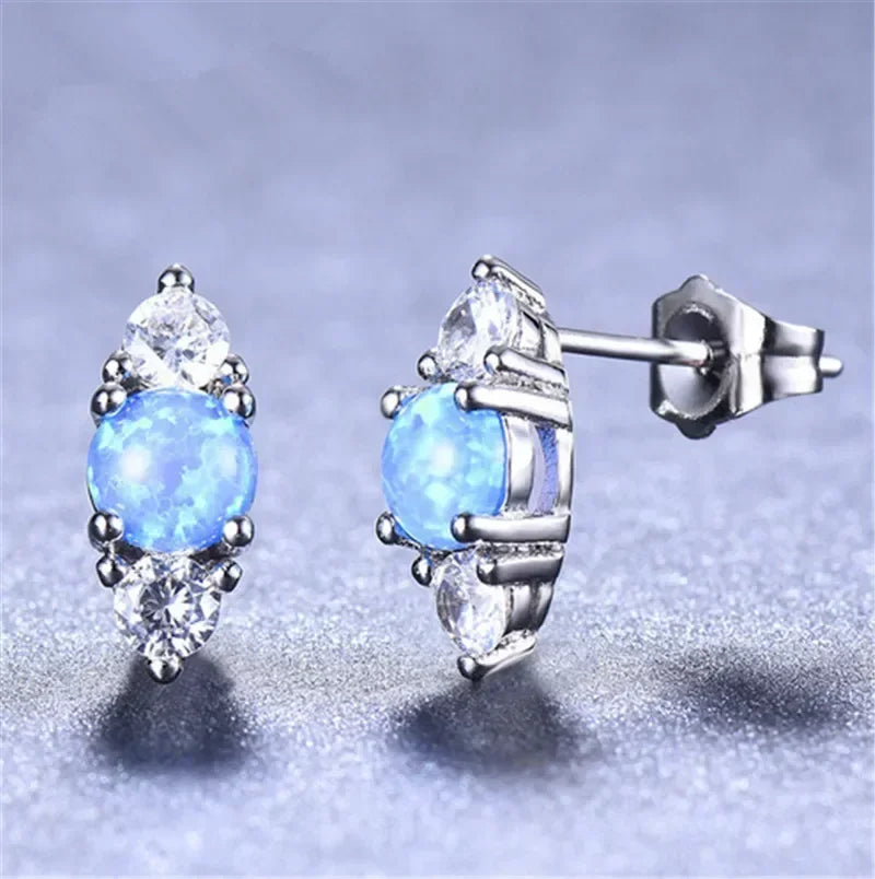 Blue Simulated Opal Drop Earrings | Zinc Alloy Fashion Jewelry Drop Earrings Nixie