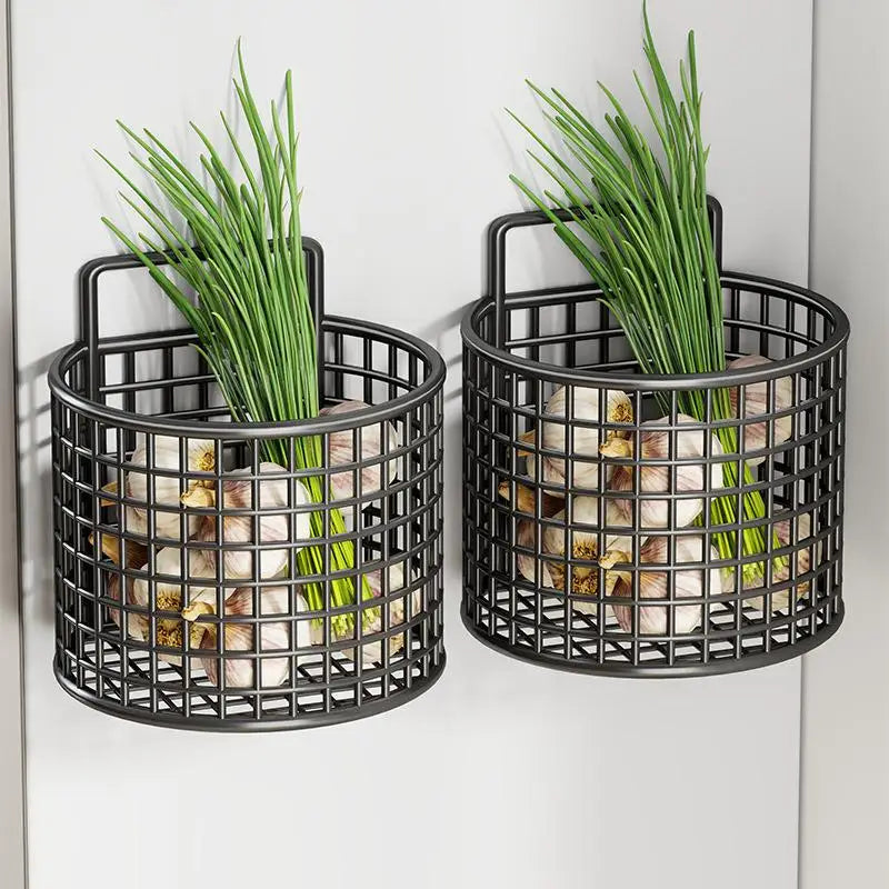 Wall Mounted Kitchen Wire Basket Rack 1/2/3 Grid Organizer Kitchen Storage Rack Nixie