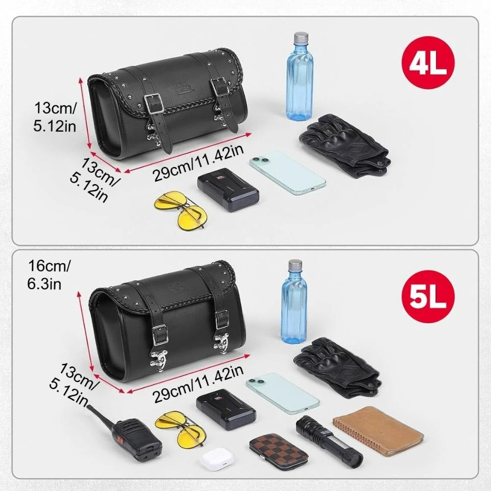 Motorcycle Fork Bag 4-5L PU Leather Waterproof Saddlebag Motorcycle Saddlebag Nixie