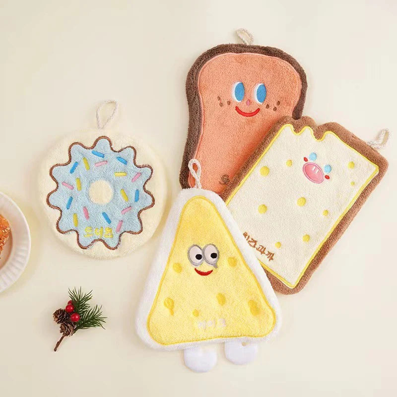 Cute Cartoon Kids Hand Towel Quick-Dry Coral Fleece Hanging Kids Hand Towel Nixie