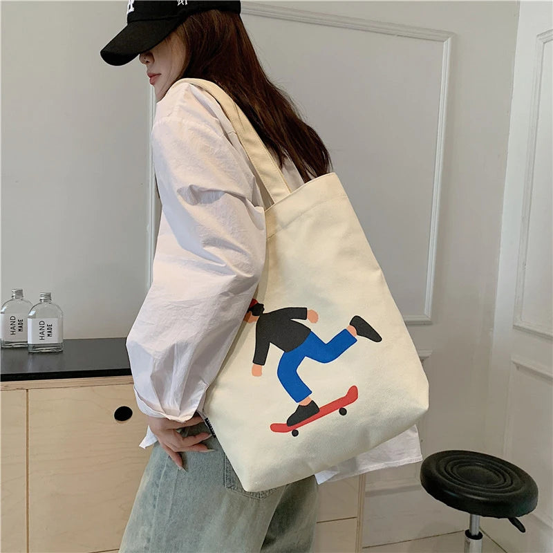 Cartoon Harajuku Canvas Crossbody Bag – Cute Women's Shoulder Bag Canvas Shoulder Bag Nixie