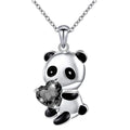 Panda Bear Heart Charm Necklace – Purple Glass Pendant Pendant Necklace Nixie Black