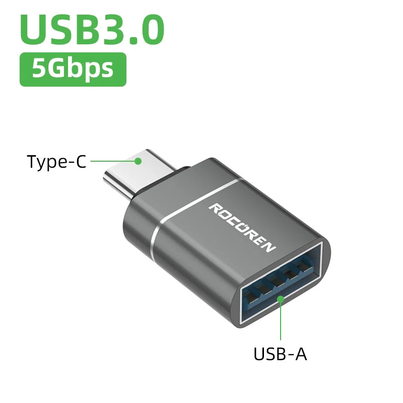 Rocoren USB-C to USB-A 3.0 OTG Adapter – MacBook & Android USB OTG Adapter Nixie Type C to USB Female