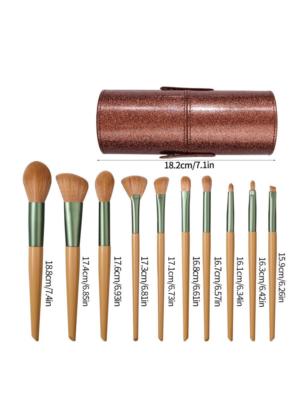 10-Piece Beginner Makeup Brush Set with Glitter Storage Bucket Makeup Brush Set Nixie