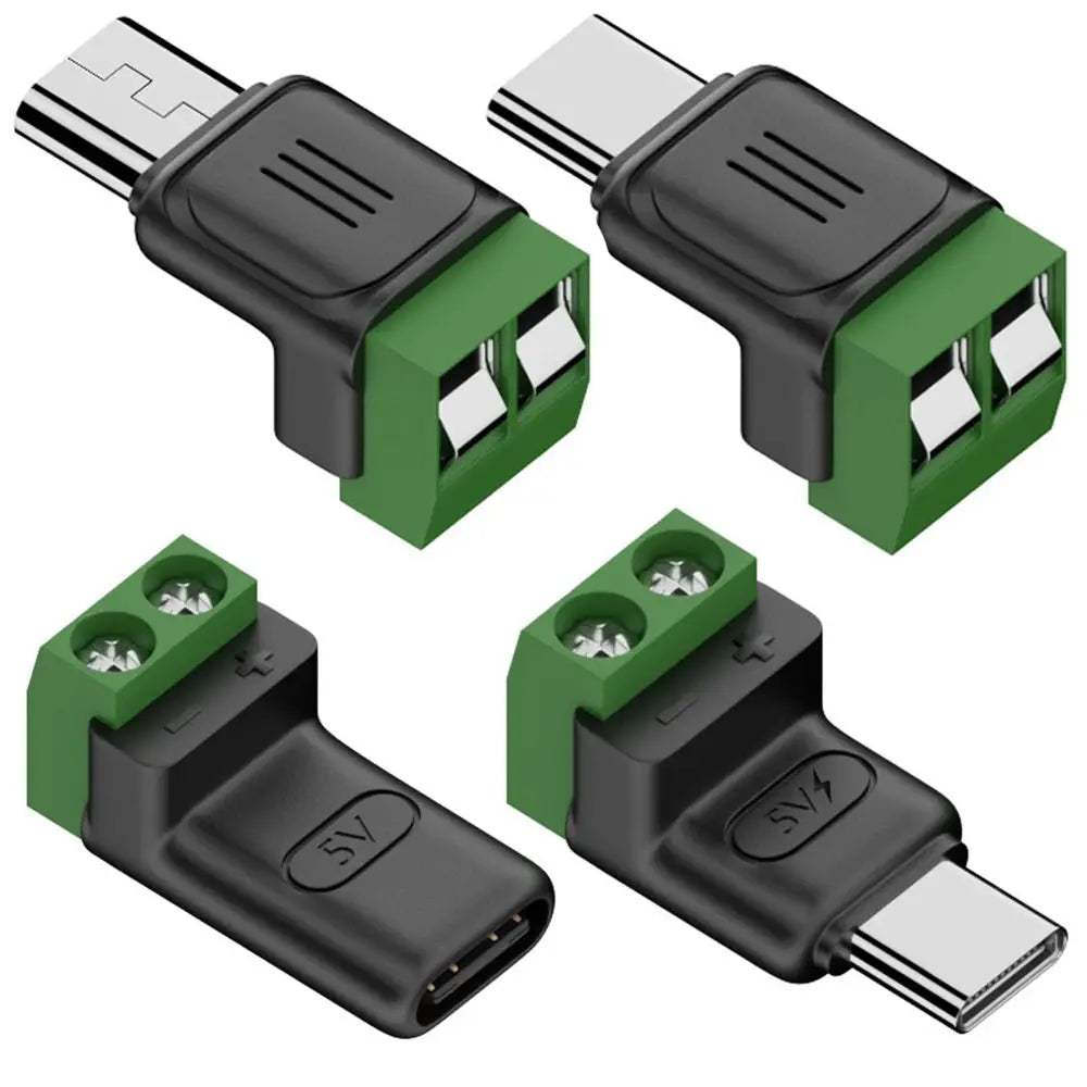 Solderless USB-C to 2-Pin Crimp Terminal Block Adapter 5V USB Terminal Adapter Nixie