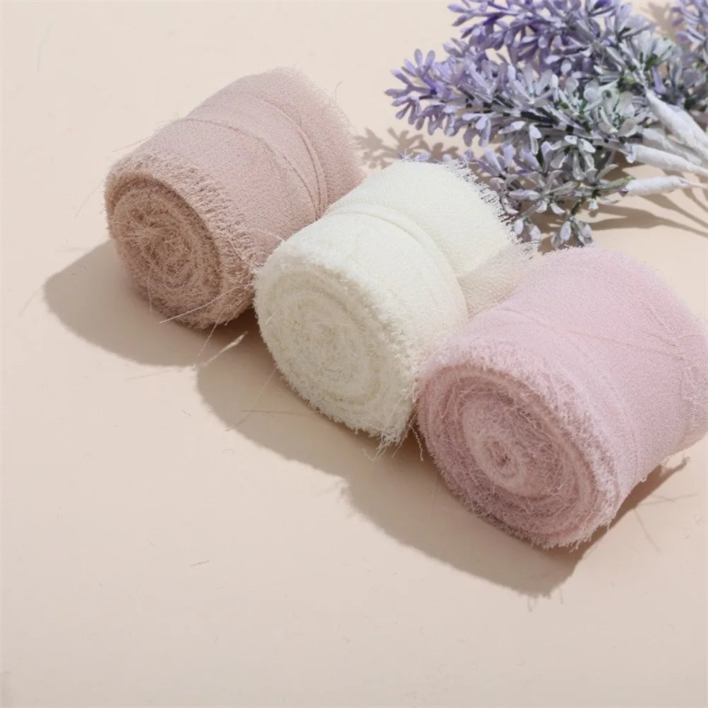 3 Rolls Fringe Chiffon Ribbon 5m – DIY Wedding Craft Decor Craft Ribbon Nixie