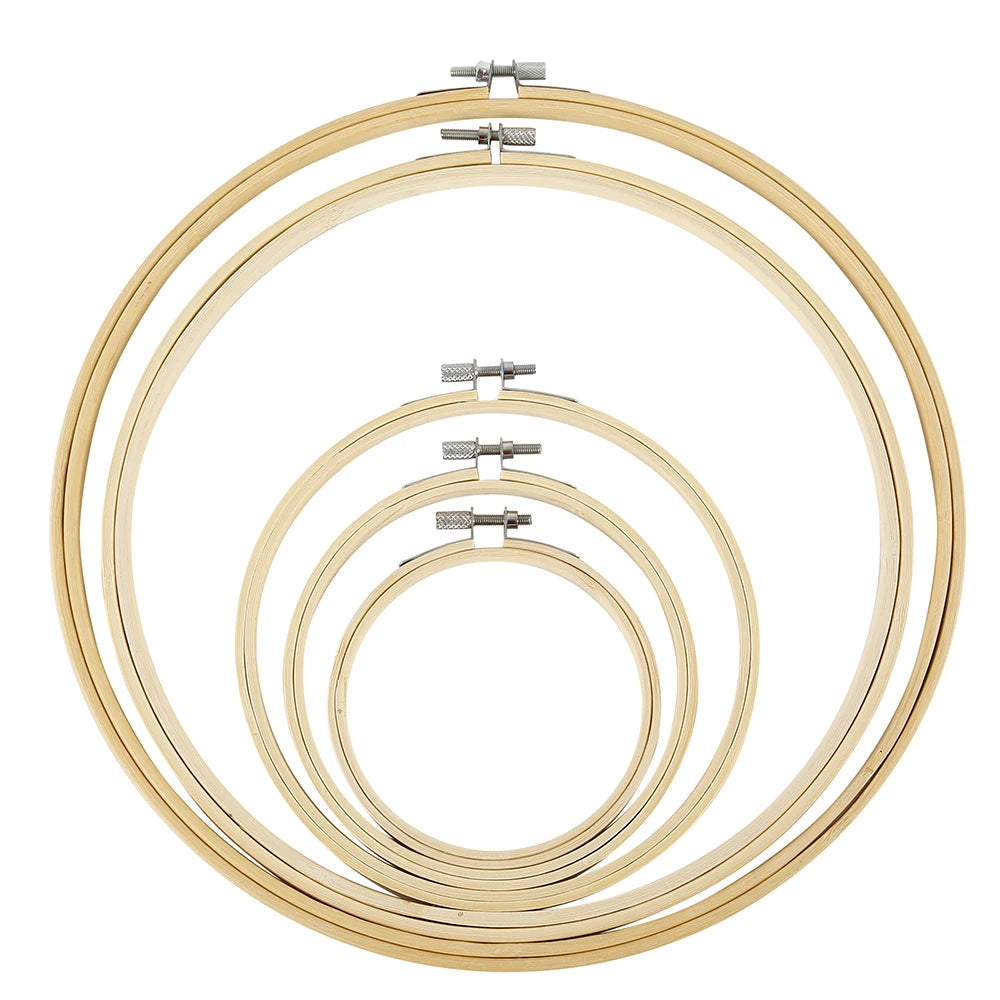 5pcs Wooden Embroidery Hoops Set 13–30cm | Cross Stitch DIY