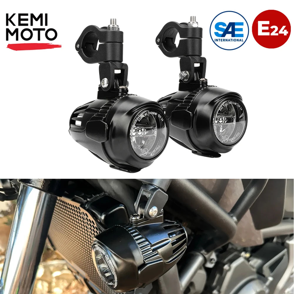 KEMIMOTO LED Fog Lights for BMW R1250GS R1200GS R1300GS E24 SAE Motorcycle LED Fog Lights Nixie
