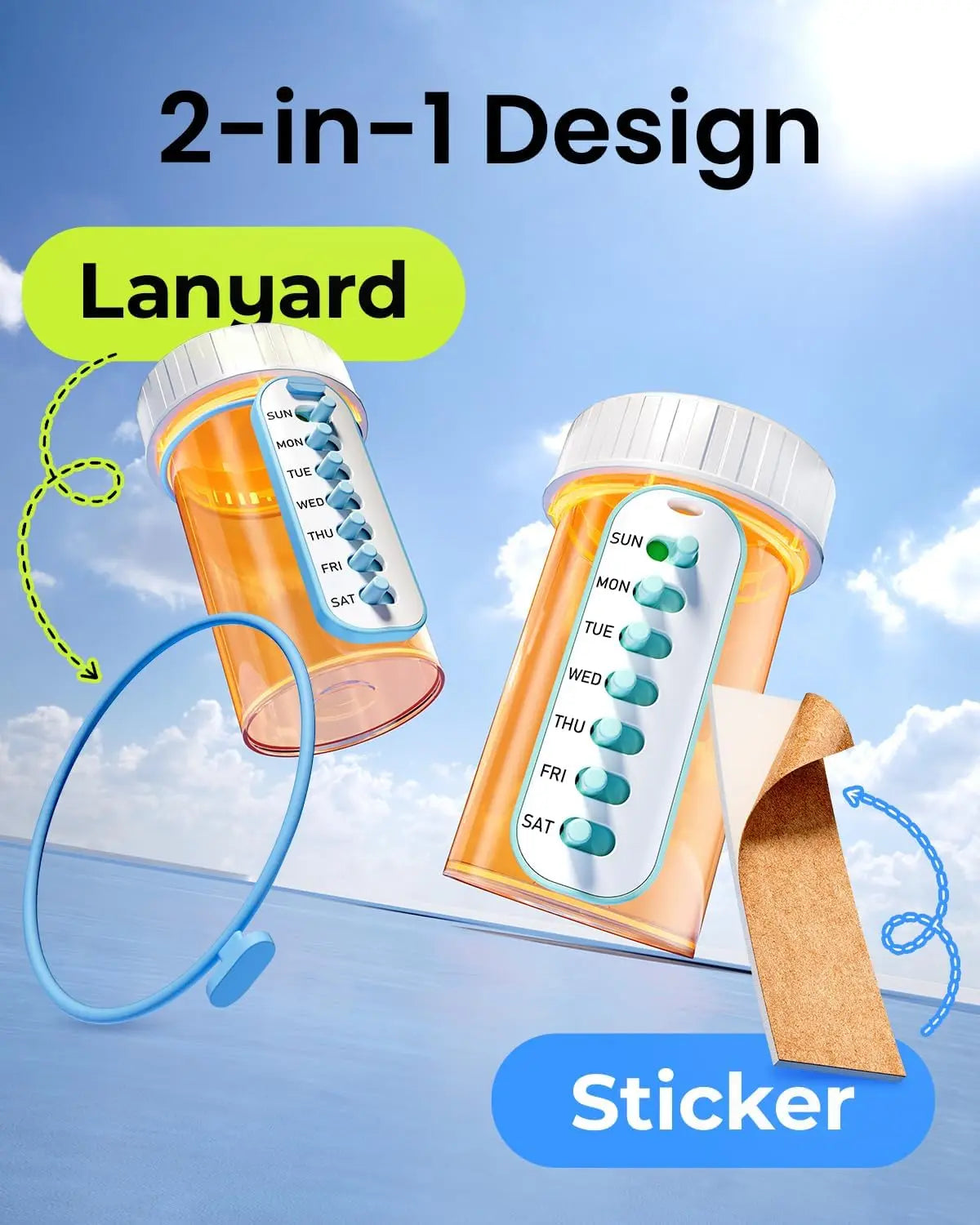 Labelife 2-Pack Pill Reminder Lanyard & Sticker Tracker Pill Reminder Tracker Nixie