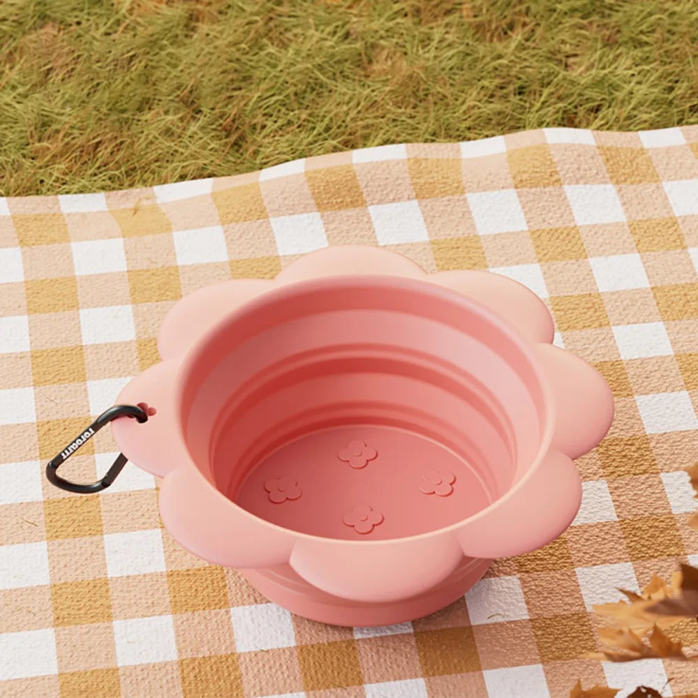 Collapsible Silicone Dog Bowl 350ml | Portable Travel Pet Bowl Collapsible Pet Bowl Nixie Pink