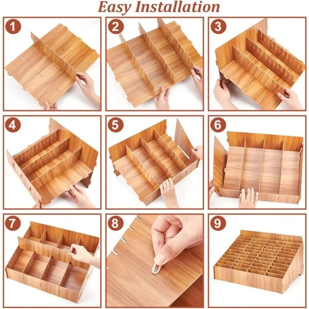 Wooden Multi-Grid Phone & Card Holder Desk Organizer Rack Desktop Organizer Rack Nixie