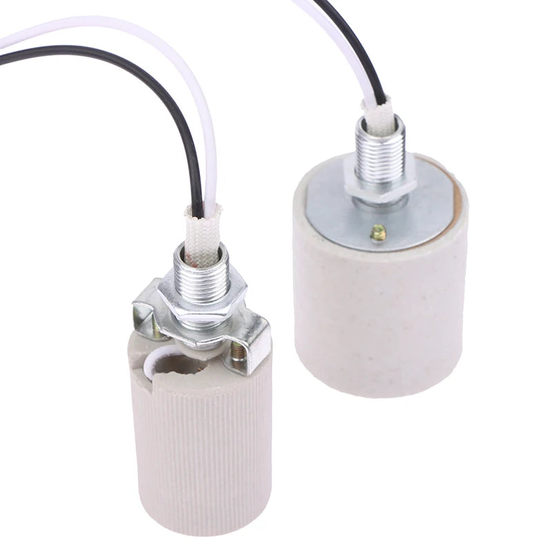 Ceramic E14 E27 Screw Lamp Holder Socket with Cable | Heat Resistant Lamp Holder Socket Nixie