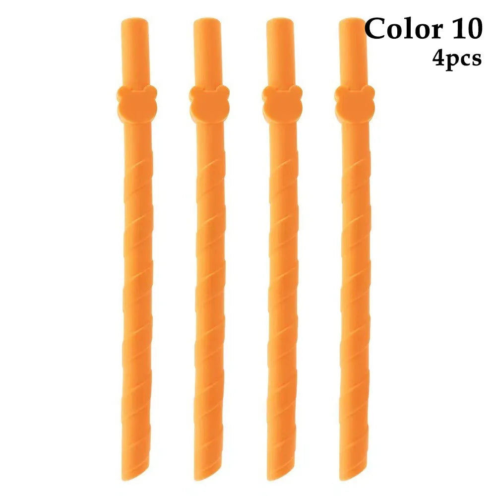 4-Pack Kids Food Grade Silicone Reusable Straws – Colorful Reusable Silicone Straws Nixie 4Pcs Color 10
