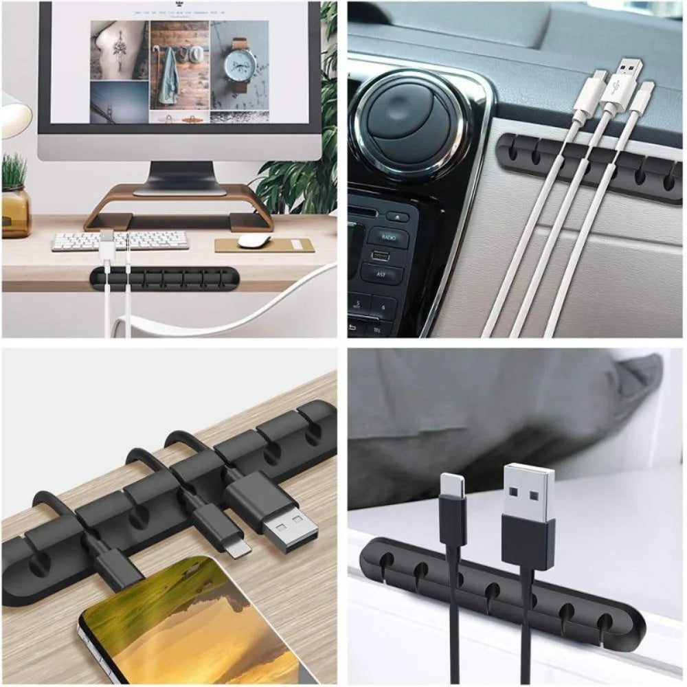 2PCS Self-Adhesive USB Cable Organizer Clips & Desk Hooks