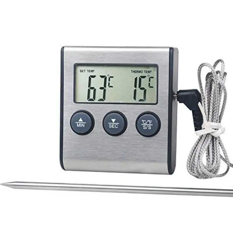 Digital Meat Thermometer with Probe, Timer & Alarm | BBQ & Oven Kitchen Thermometer Nixie Default Title