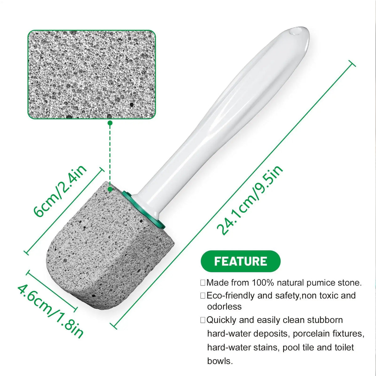 Pumice Stone Toilet Cleaning Wand – Long Handle, 5 Heads Toilet Cleaning Wand Nixie