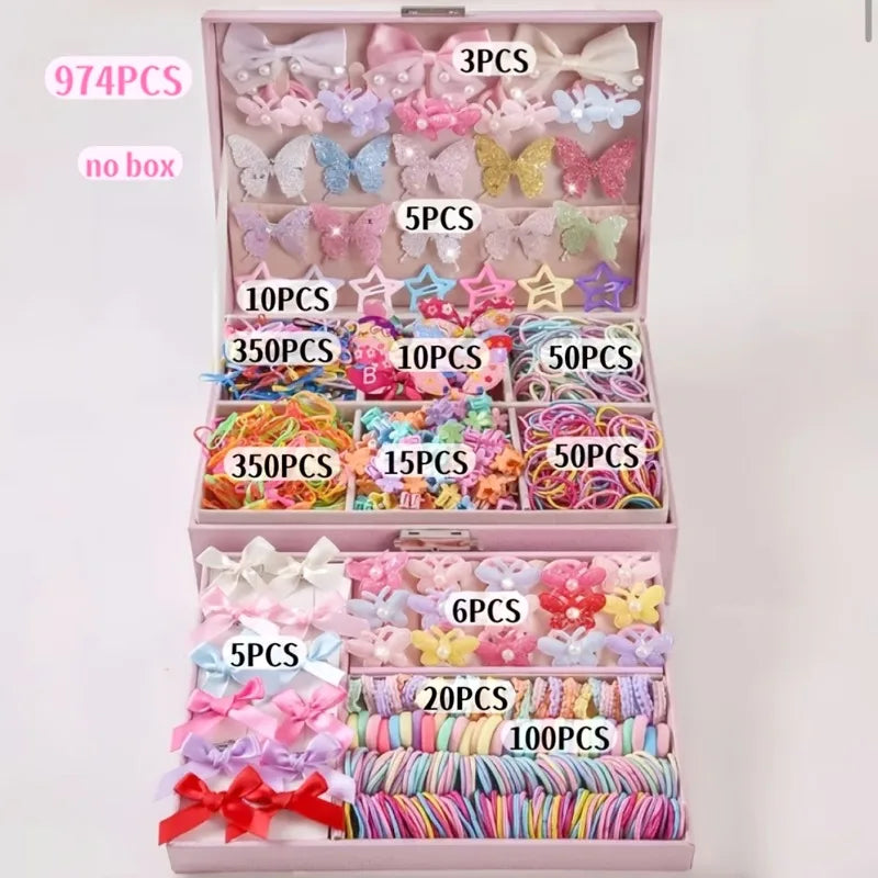 974pc Girls Sequin Butterfly & Star BB Hair Clips Set Kids Hair Clips Nixie