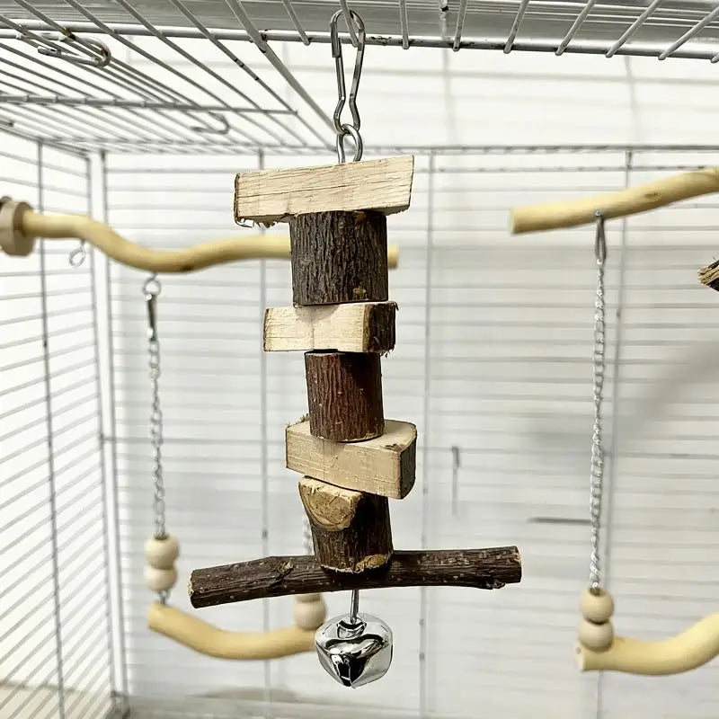 Natural Wood Parrot Swing Bridge Perch Toy for Budgies & Cockatiels Bird Swing Toy Nixie