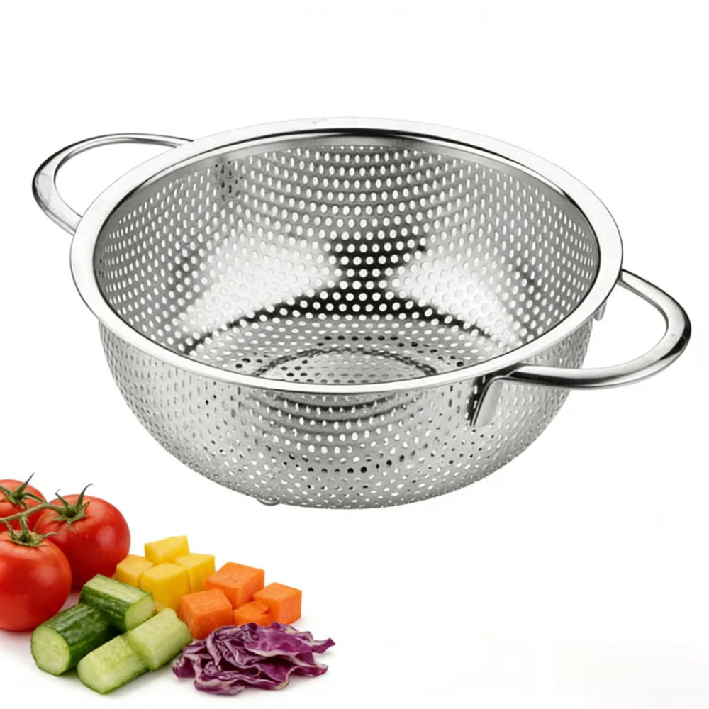 Stainless Steel Colander Bowl Double Handles | Fruit & Veg Strainer Colander Strainer Bowl Nixie