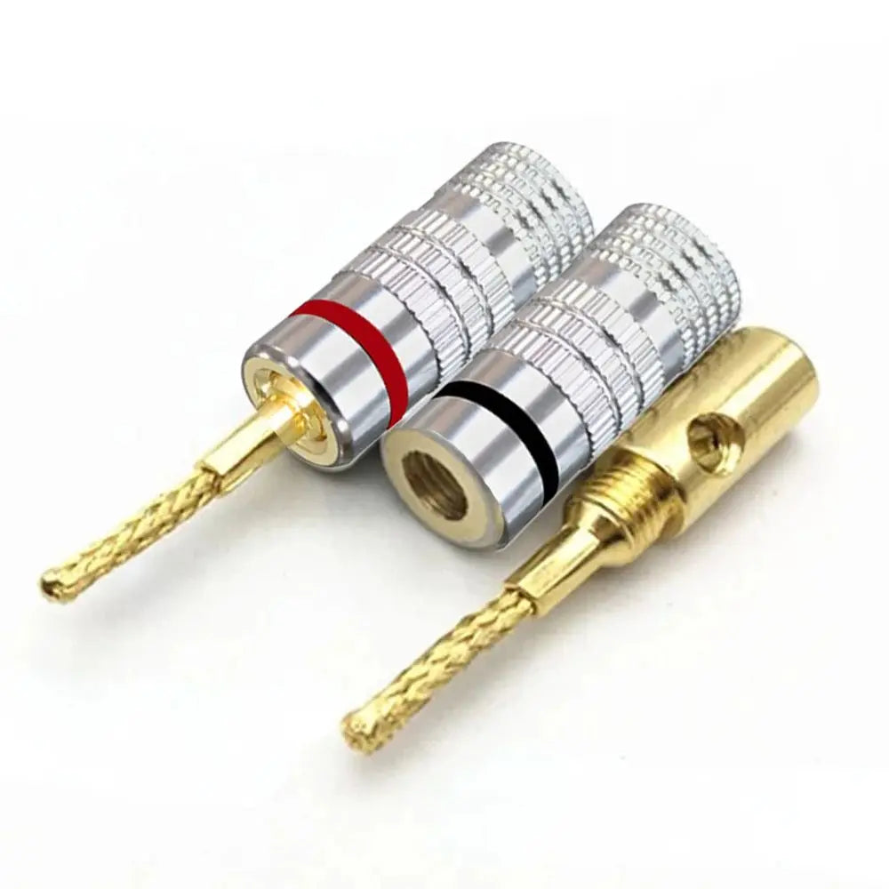 24K Gold Banana Plugs Screw Lock Speaker Wire Connectors Speaker Wire Connector Nixie