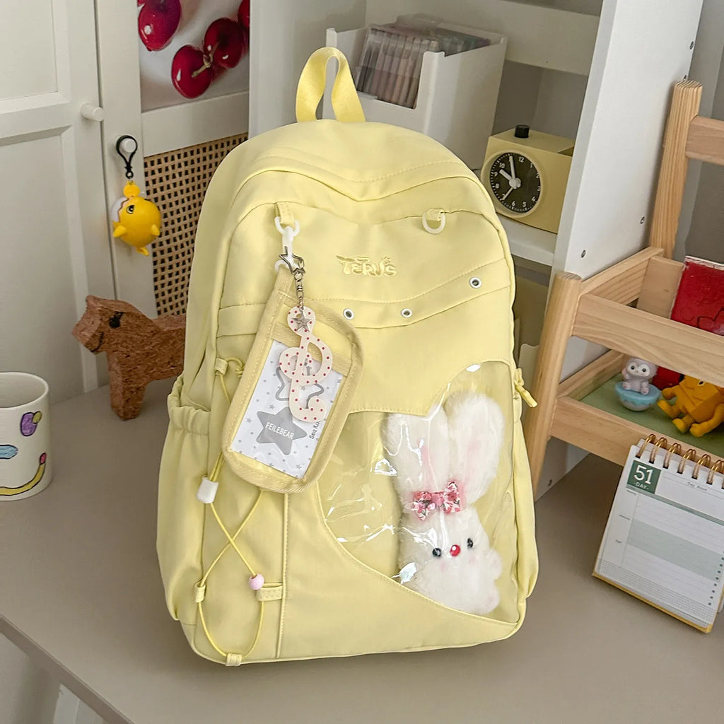 Japanese Star Pattern Backpack – High-Capacity School & Travel Bag Student Backpack Nixie yellow