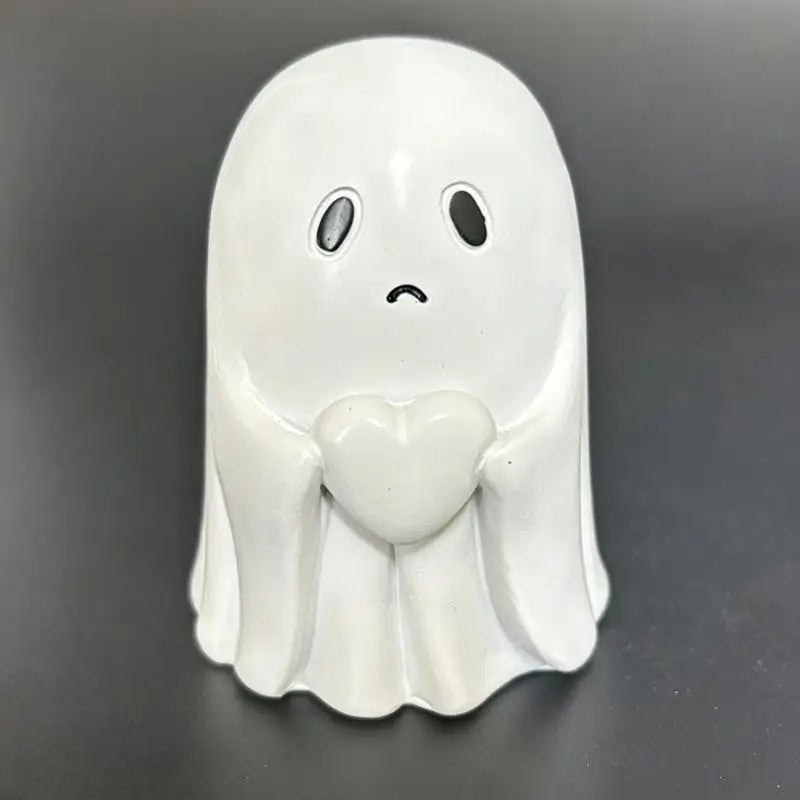 Cute Halloween Ghost Resin Statue – Mini Desktop Shelf Décor Halloween Resin Ornament Nixie A3
