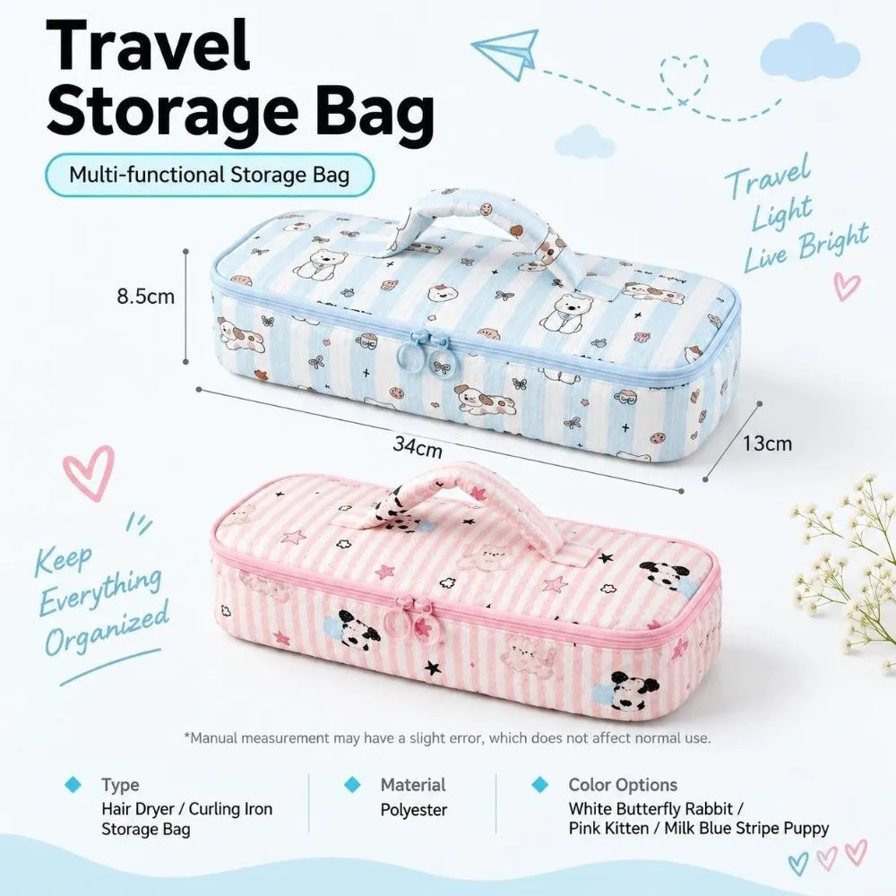 Padded Hair Dryer Storage Bag – Cute Cartoon Travel Carry Bag Hair Tool Storage Bag Nixie