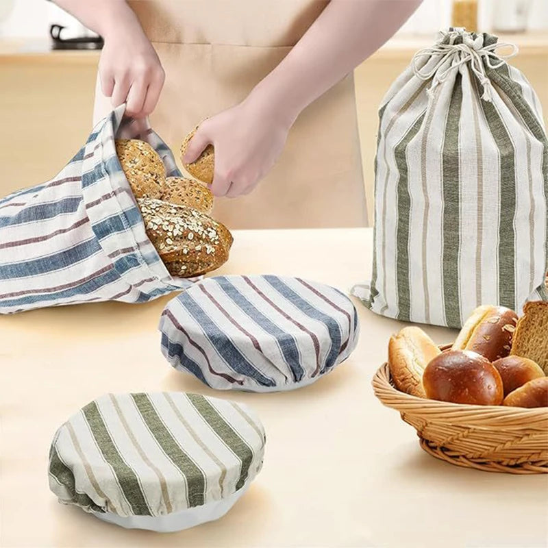 Reusable Linen Beeswax Bread Bags with Sourdough Proofing Cover Bread Storage Bag Nixie