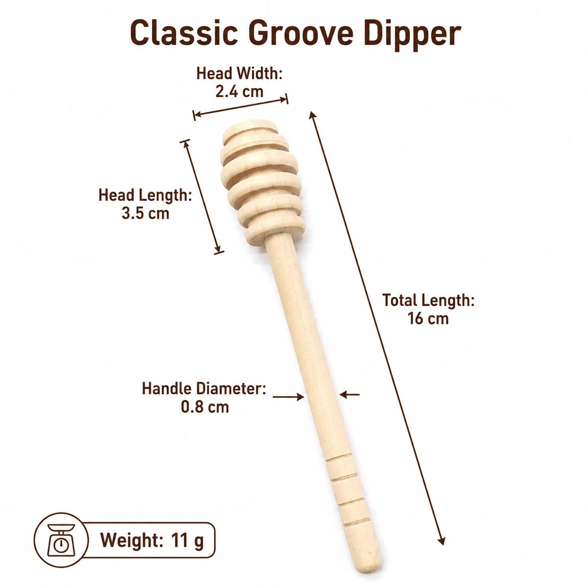 Wooden Honey Dipper Stirrer Long Handle Spoon – Set of 2