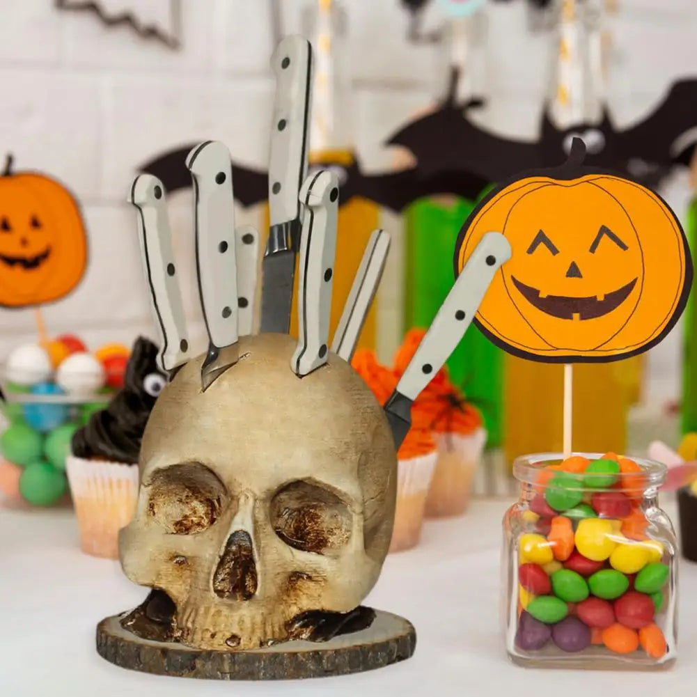 Skull Knife Holder – Gothic Halloween Kitchen Decor & Gift Knife Holder Nixie