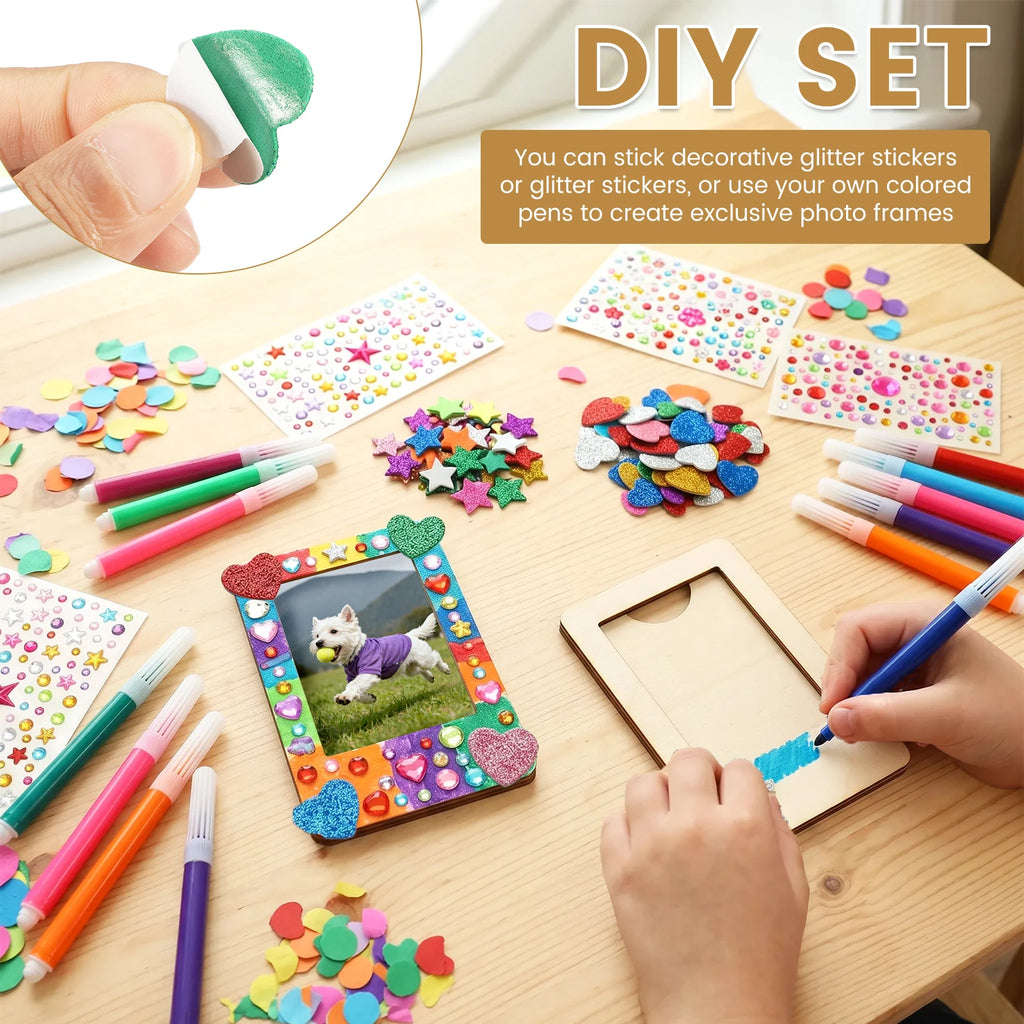DIY Wooden Picture Frame Craft Kit – 12 Magnetic Frames & Decor