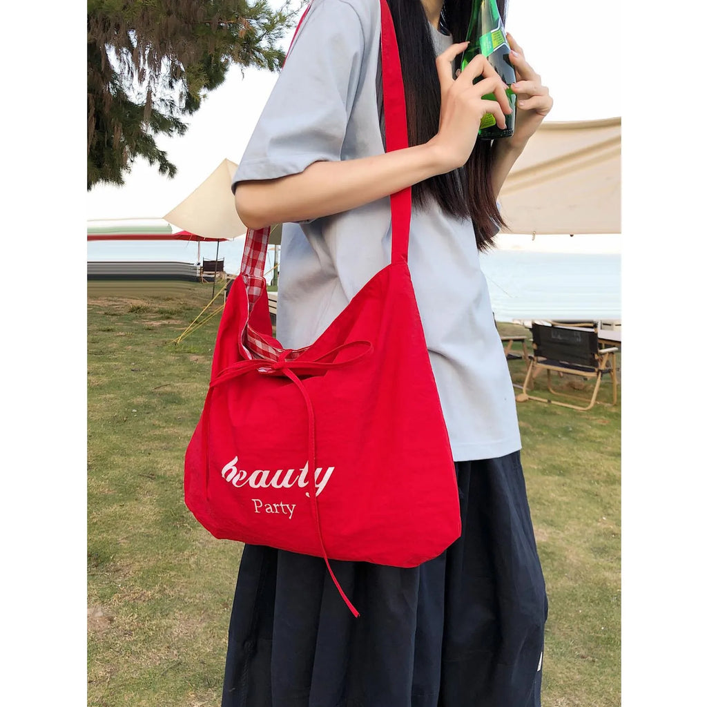 Korean Striped Double-Sided Tote Bag – Large Shoulder Bag Shoulder Tote Bag Nixie