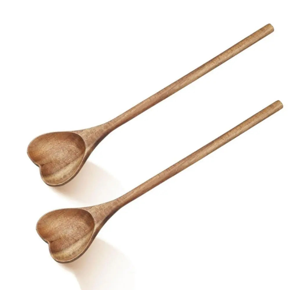 Heart-Shaped Wooden Spoon Long Handle for Tea, Honey & Desserts Wooden Kitchen Spoon Nixie