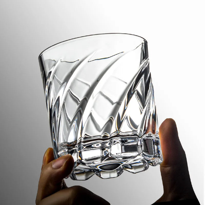 Rotating Spiral Crystal Whiskey Glass Tumbler 300ml | Nixie Crystal Whiskey Glass Nixie