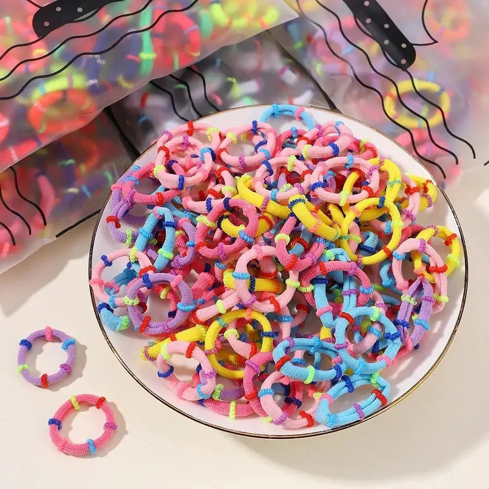 200pcs Colorful Elastic Hair Bands for Kids – Ponytail Ties Kids Hair Ties Nixie