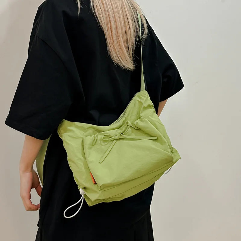 Nixie Pleated Puff Drawstring Hobo Bag | Large Capacity Hobo Shoulder Bag Nixie