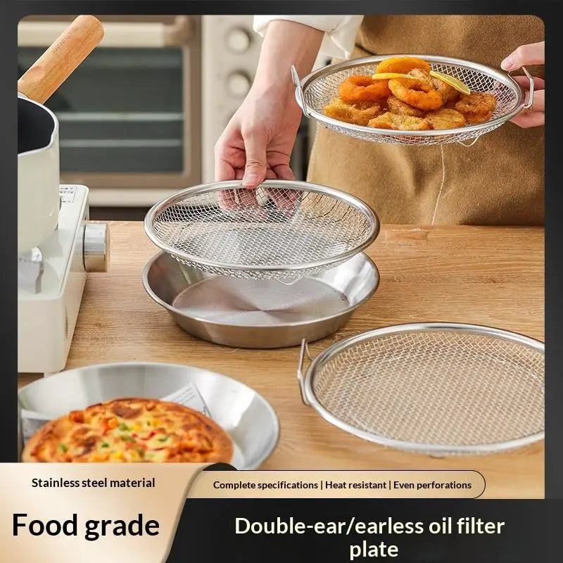 Stainless Steel Oil Filter Tray & Frying Mesh Basket Kitchen Strainer Basket Nixie