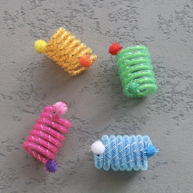Spring Coil Cat Toy with Plush Ball – Interactive Kitten Toy Cat Spring Toy Nixie