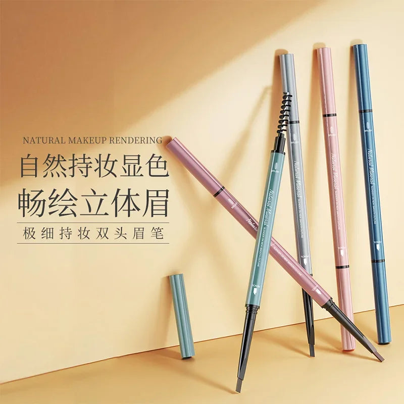 Double-Ended Natural Brown Eyebrow Pencil & Brush – Waterproof Eyebrow Pencil Nixie