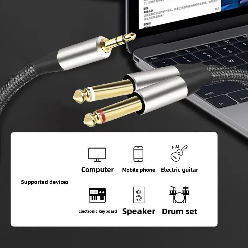 Nixie 3.5mm to Dual 6.35mm Audio Cable – Gold-Plated & DC Noise Audio Splitter Cable Nixie
