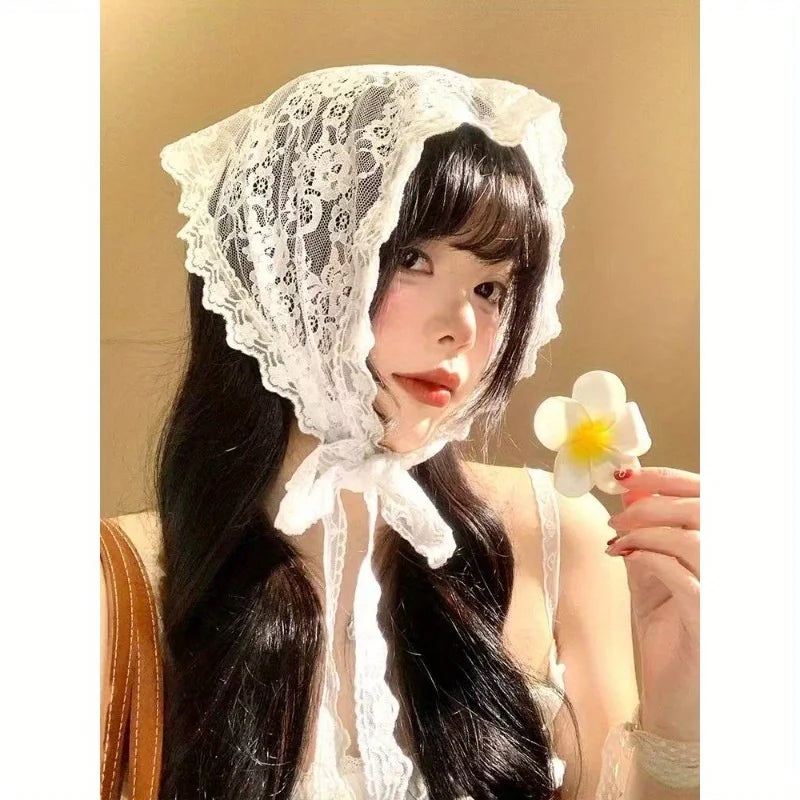Lace Mesh Hair Scarf & Waistband for Women | Floral Knit Lace Hair Scarf Nixie