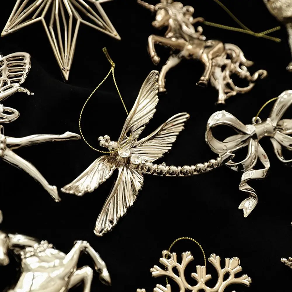 Gold Christmas Tree Ornaments – Angel & Snowflake Decorations