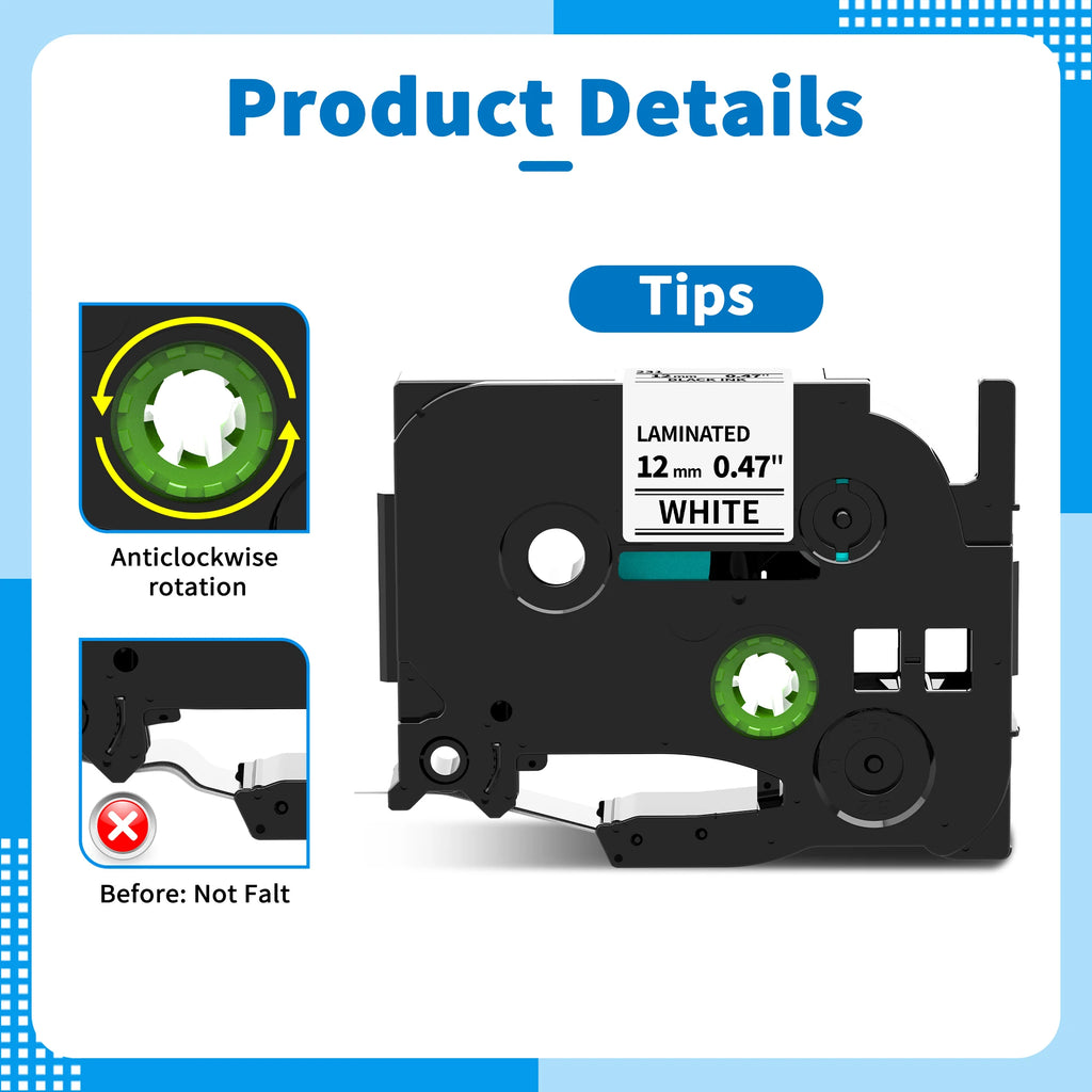 Labelife 5-Pack TZe-231 Black on White Label Tape – Brother P-Touch Label Printer Tape Nixie