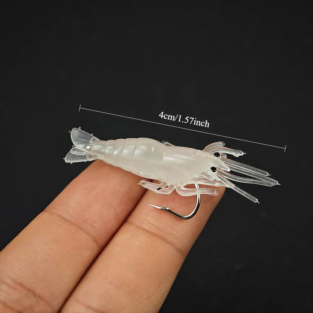 10pcs Luminous Soft Shrimp Lure Jig Hook Silicone Sea Fishing Bait Soft Fishing Lure Nixie