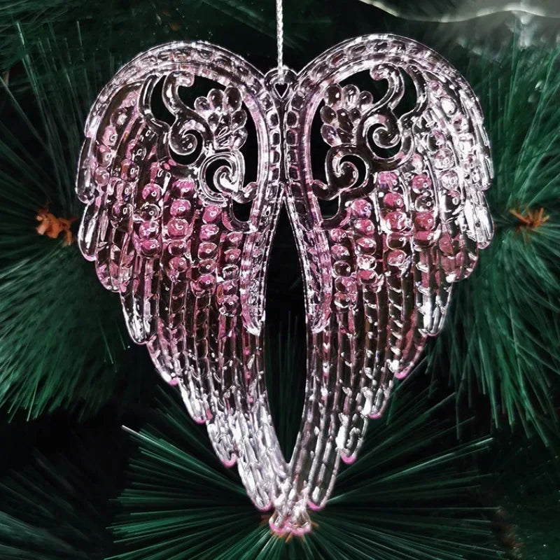Acrylic Angel Wing Christmas Ornament Hanging Pendant Christmas Ornament Pendant Nixie