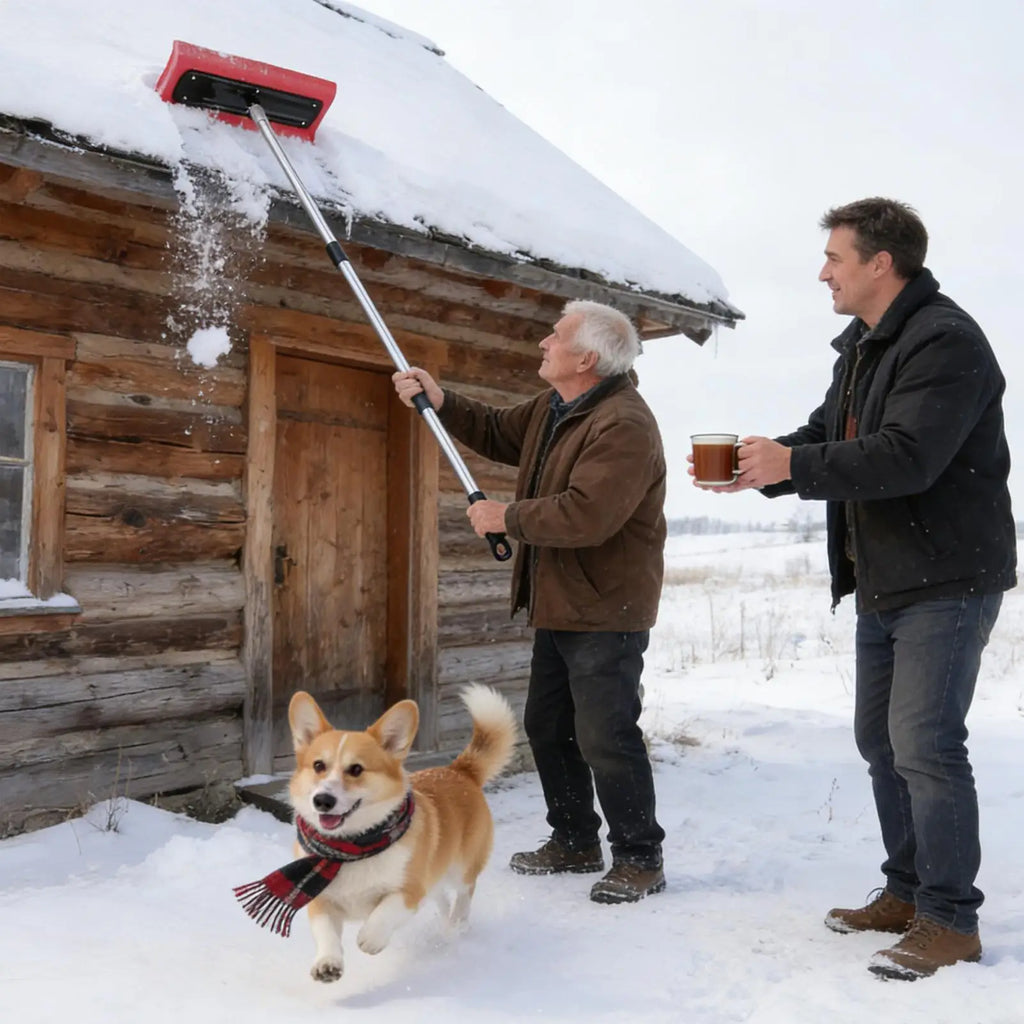 Snow Roof Rake Foam Broom Head – Safe Ground-Level Clearing Roof Snow Rake Nixie