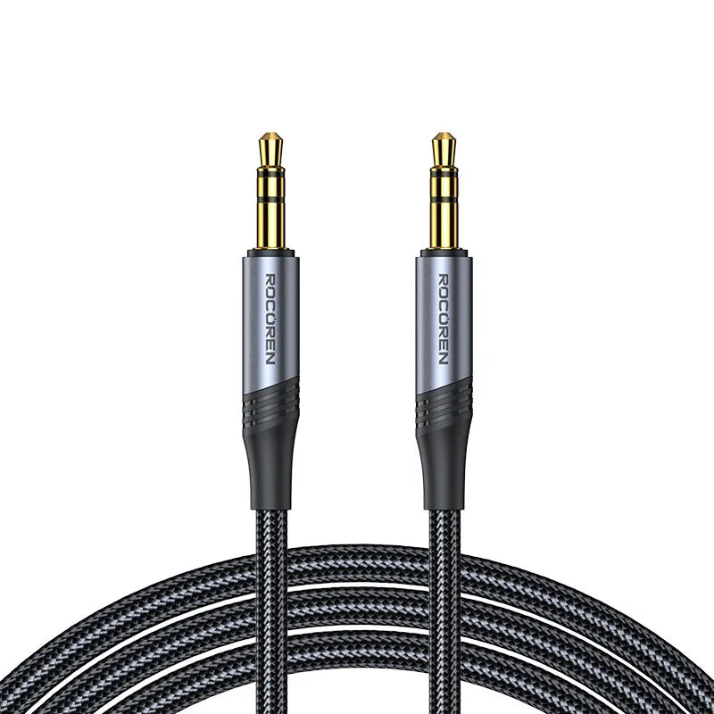 Rocoren 3.5mm Nylon Braided Aux Cable – Male to Male Audio Cord Audio Aux Cable Nixie Black 5m