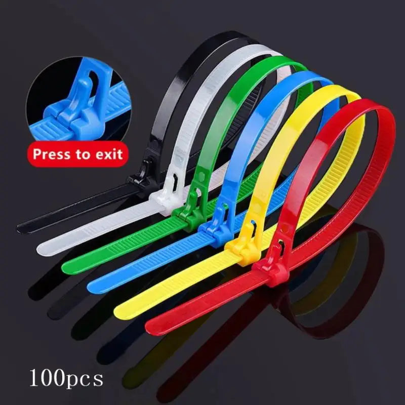 100PCS Reusable Nylon Cable Ties – Colored Detachable Zip Ties Reusable Cable Ties Nixie