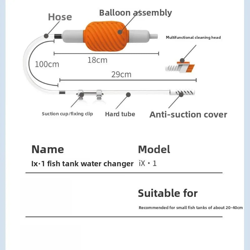 Aquarium Gravel Vacuum Manual Water Changer for Fish Tanks 20–40cm Aquarium Gravel Vacuum Nixie