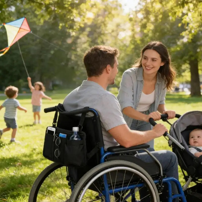 Wheelchair Side Bag with Cup Holder – Oxford Storage Pouch Wheelchair Armrest Bag Nixie